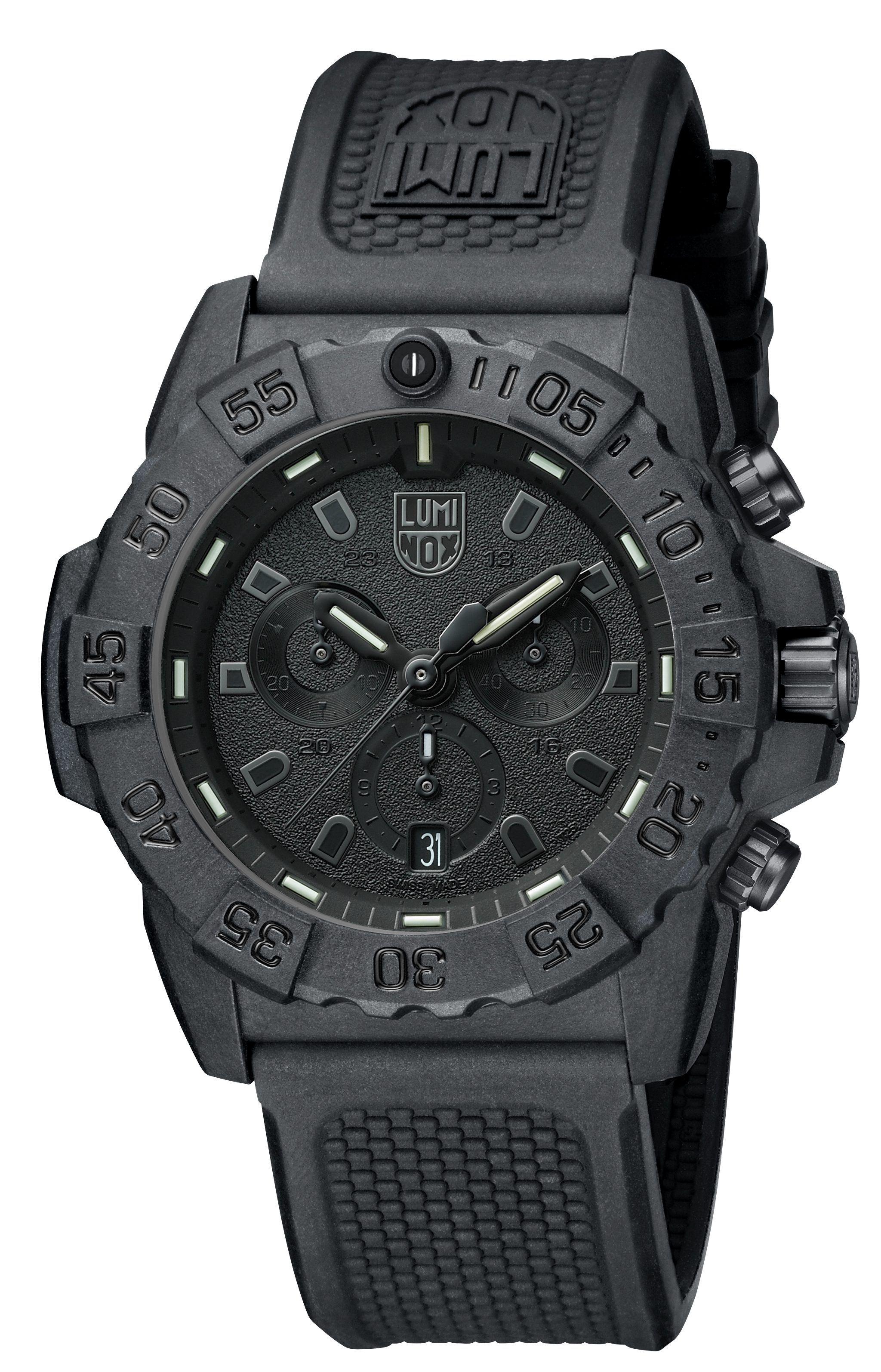 Lifestyle display layout for the Luminox Canada Navy SEAL Chronograph 3581.BO Swiss Watch. The Luminox Navy SEAL 3580 is the chronograph version of the new Navy Seal timepiece, trusted and requested by elite forces worldwide.