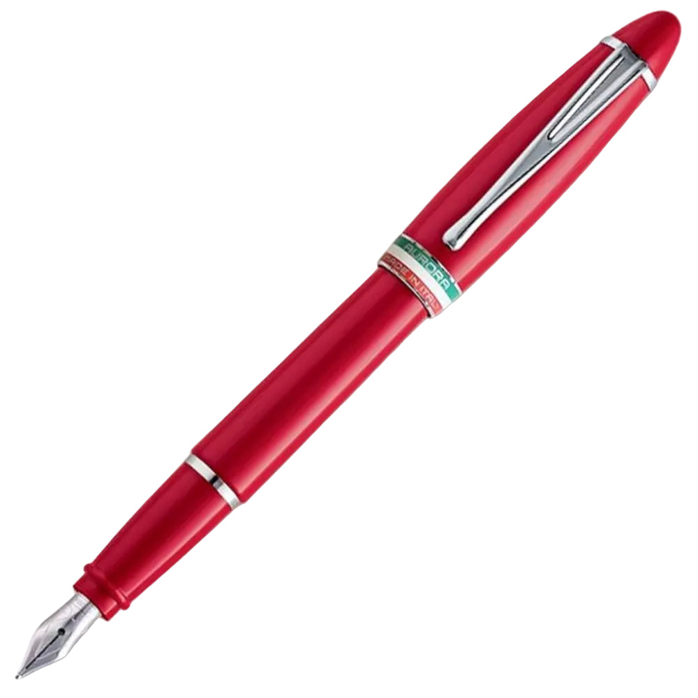 Discover the Aurora Ipsilon Italia Pen. Fountain pen, red resin cap and barrel, chrome trims.