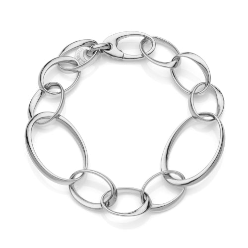 Discover the Unoaerre Silver bracelet with oval chain Ladies Bracelets. Silver bracelet with fancy oval chain.