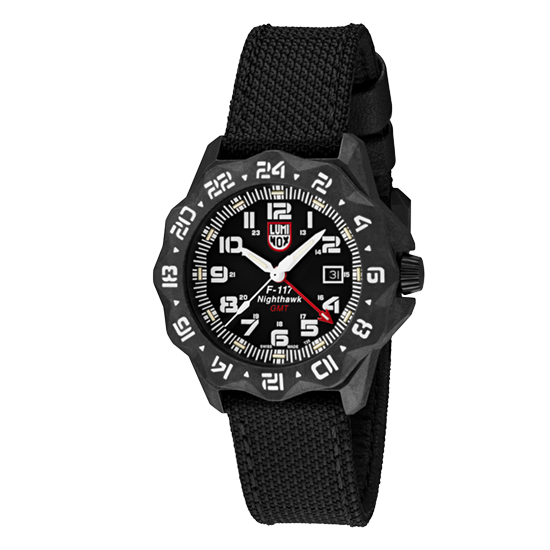 Alternate product view of the Luminox Canada F-117 Nighthawk 6441 Swiss Watch. USAF pilots flying the F-117 Nighthawk Stealth jets approached Luminox to make watches for them.