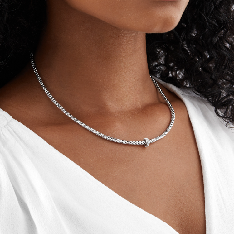 Fope 18KT White Gold Necklace with 0.18CT diamonds