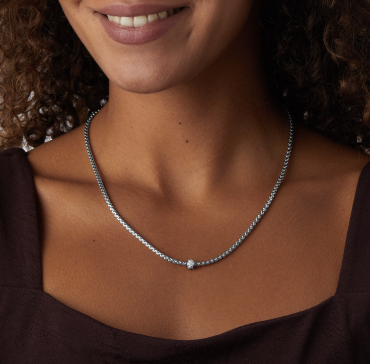 Fope 18KT WhiteGold Necklace with Diamond Pave Pendant