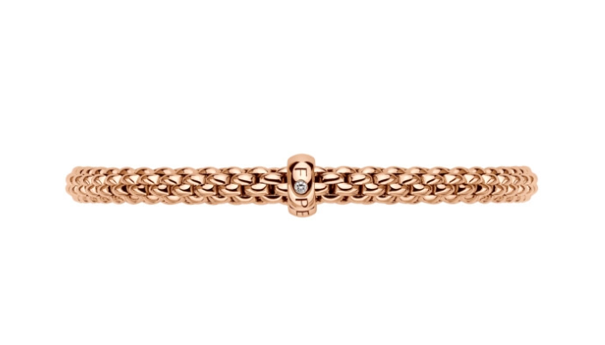 Fope Flex`It Bracelet Rose Gold with a White Diamond