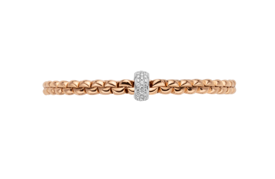 Fope Rose Gold Flex`it Bracelet with Diamond Pave