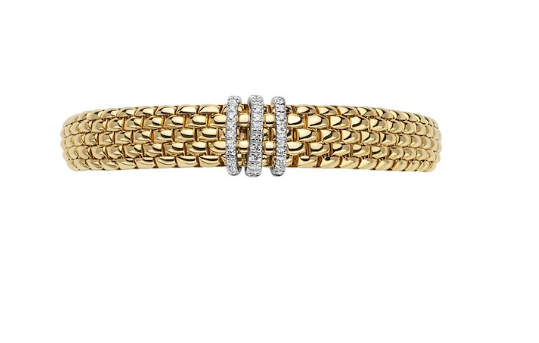 Fope Yellow Gold Flex`It Bracelet with Diamonds