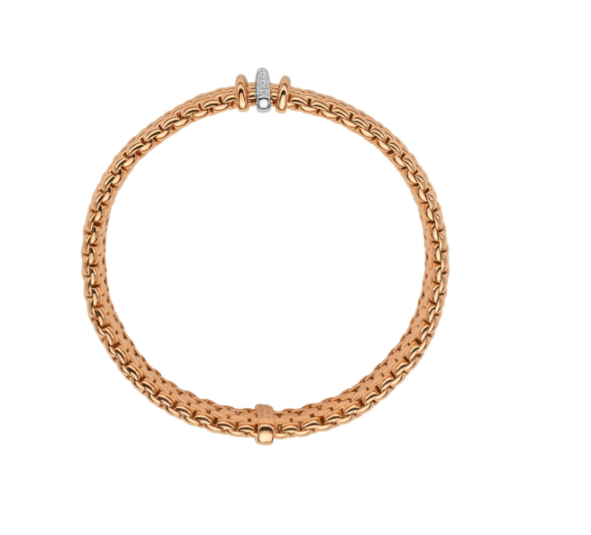 Fope Rose Gold Flex`It Bracelet with Diamonds