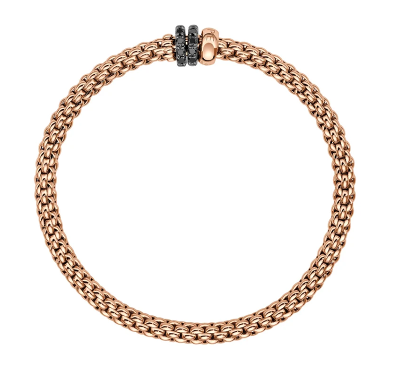 Fope Rose Gold Flex`It with 3 Rondels and Diamond Pave