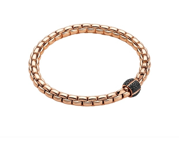 Fope Rose Gold Bracelet with Black Diamond Pave