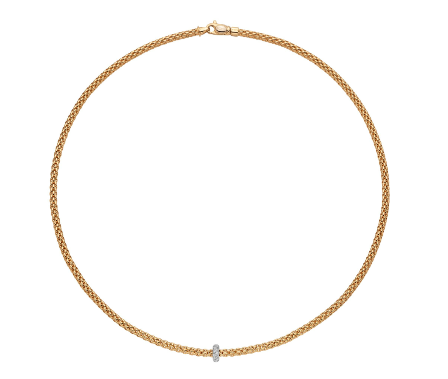 Fope 18KT Yellow Gold Necklace with 0.18CT diamonds