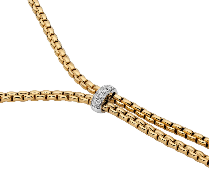 Fope 18KT Yellow Gold Diamond Lariat Necklace