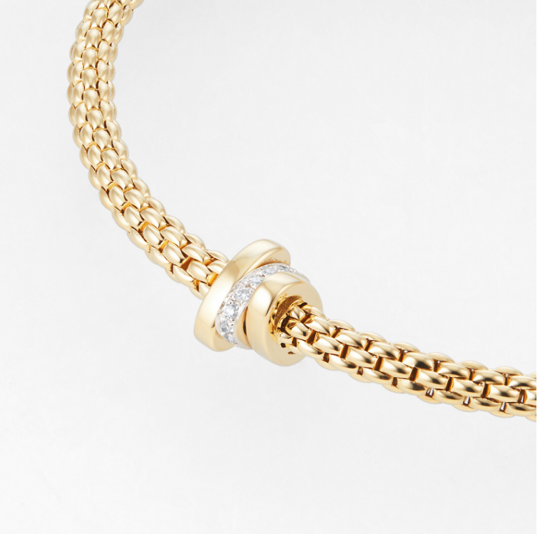 Fope 18KT Yellow Gold Flex'it Bracelet with Diamonds