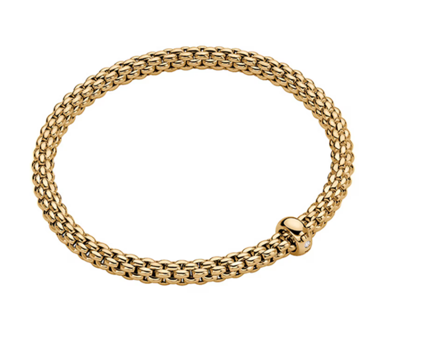 Fope Flex`It Bracelet Yellow Gold with a White Diamond