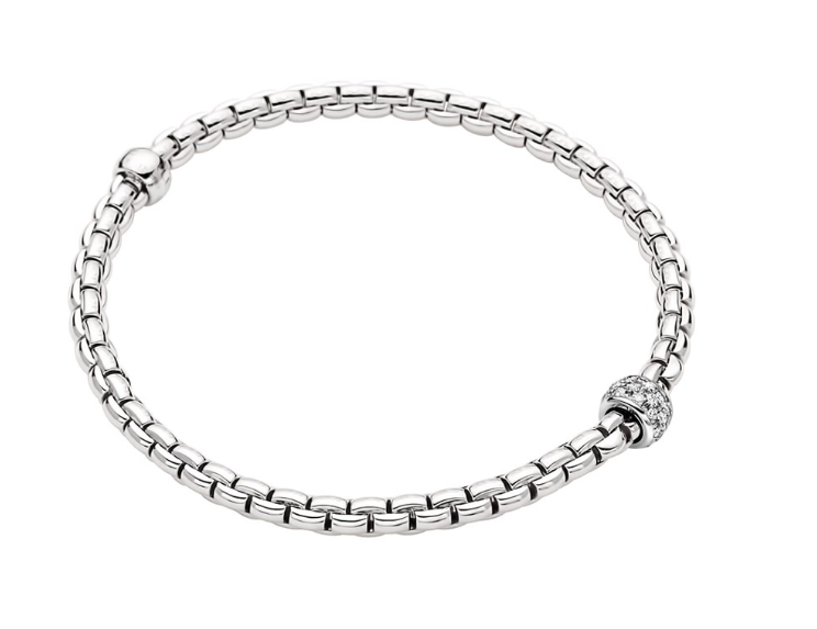 Fope White Gold Diamond Pave Flex`It Bracelet