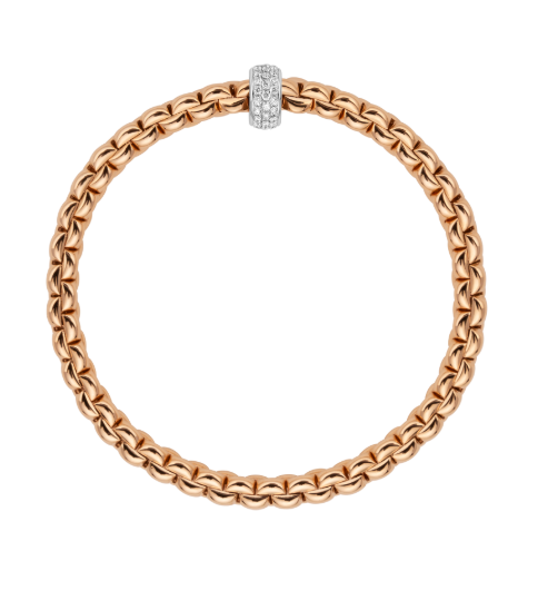 Fope Rose Gold Flex`it Bracelet with Diamond Pave
