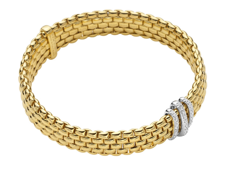 Fope Yellow Gold Flex`It Bracelet with Diamonds
