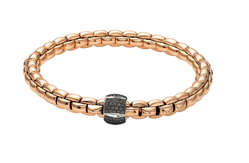 Fope Rose Gold Bracelet with Black Diamond Pave