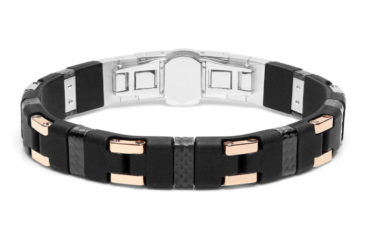 Baraka Carbon Fibre Bracelet with Rose Gold