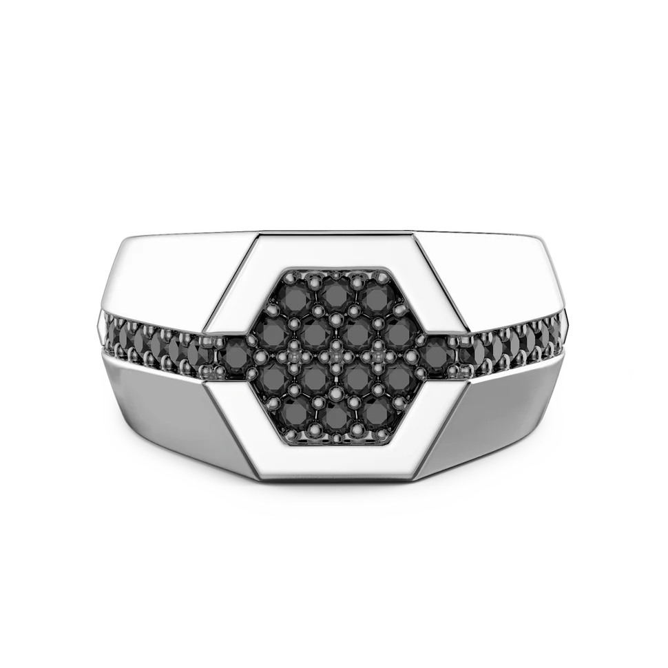 Silver Ring with Black Stones