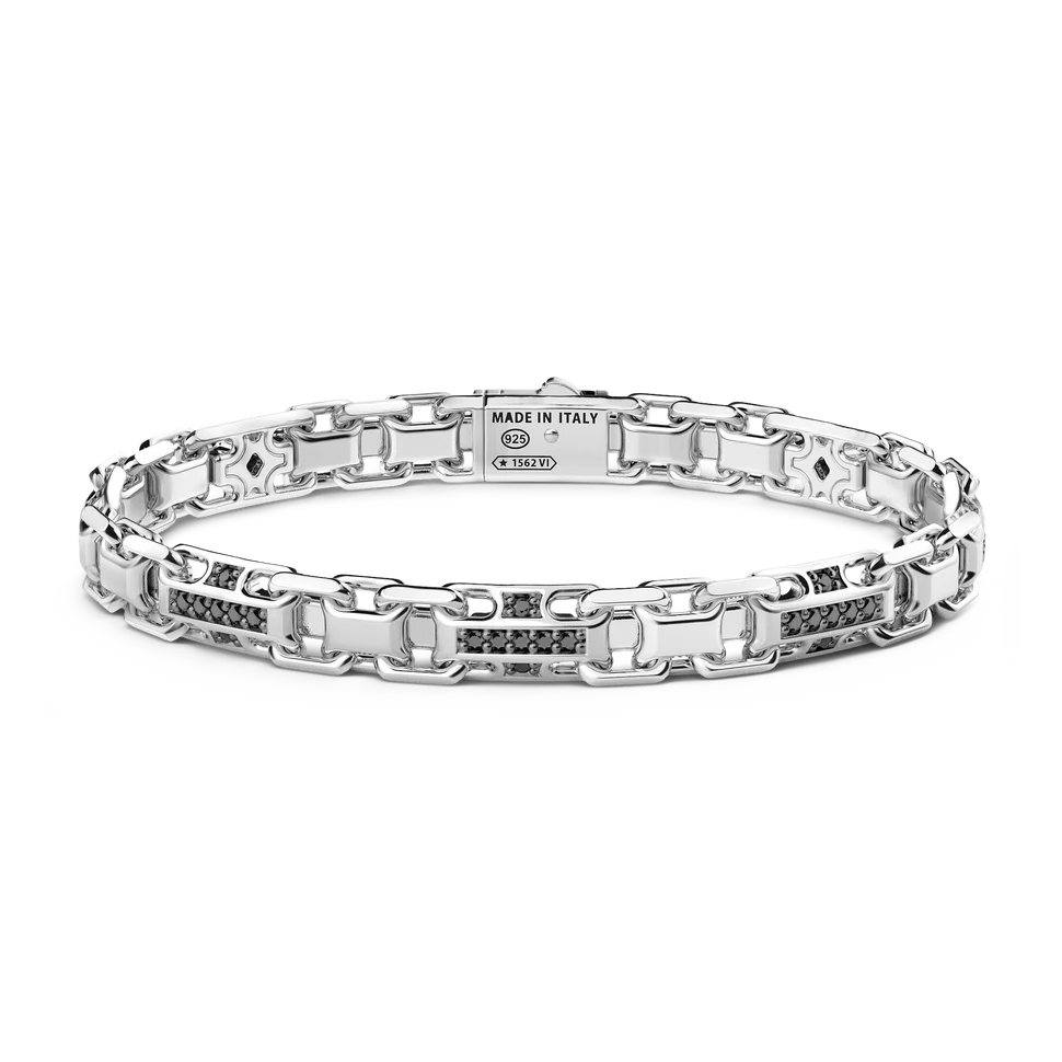Silver Bracelet with Black Stones