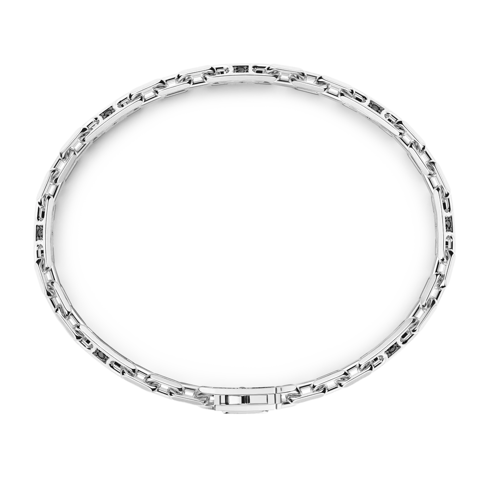 Silver Bracelet with Black Stones