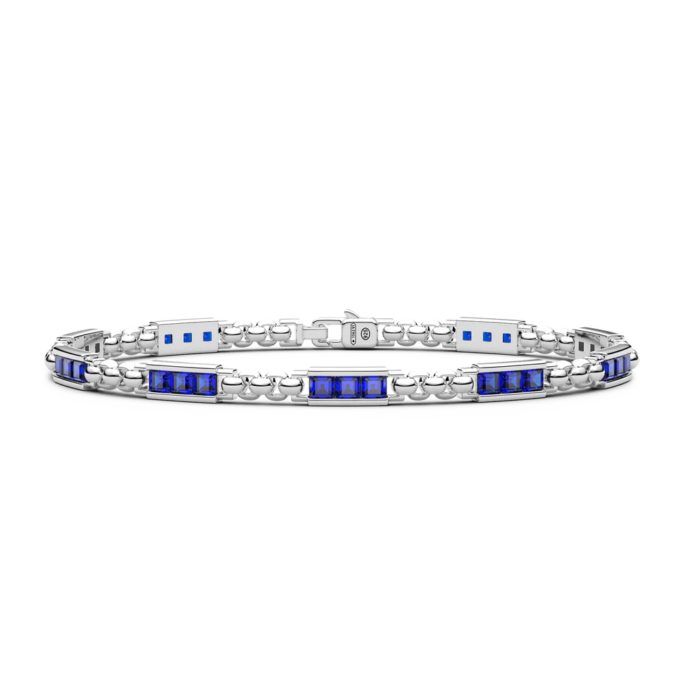 Silver Bracelet with Blue Stones