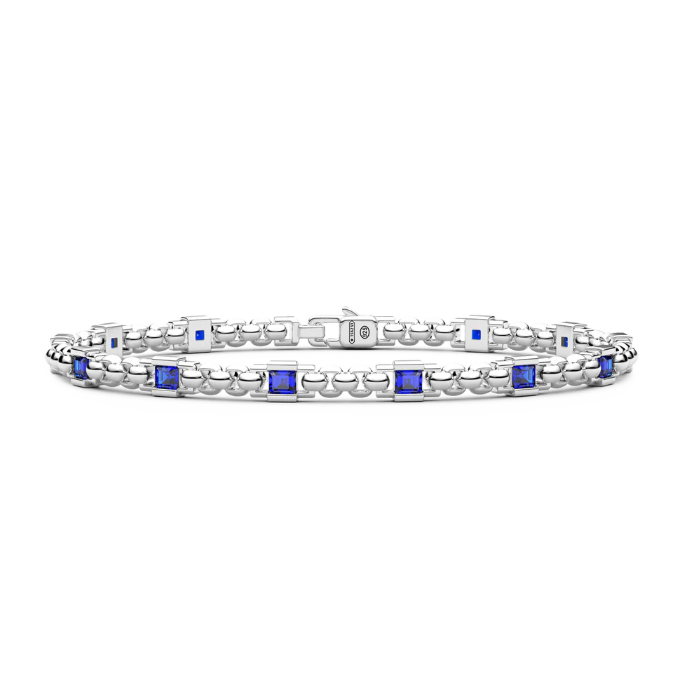 Silver Bracelet with Blue Stones