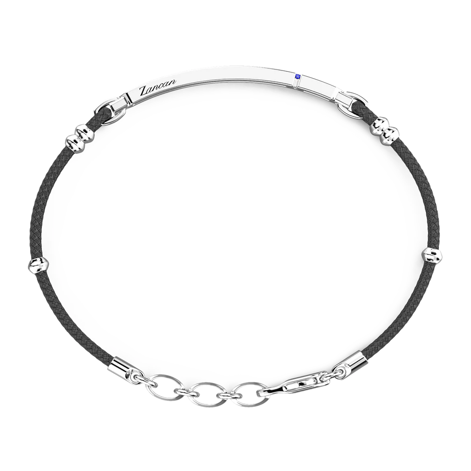 Black Kevlar Bracelet with Blue Stone