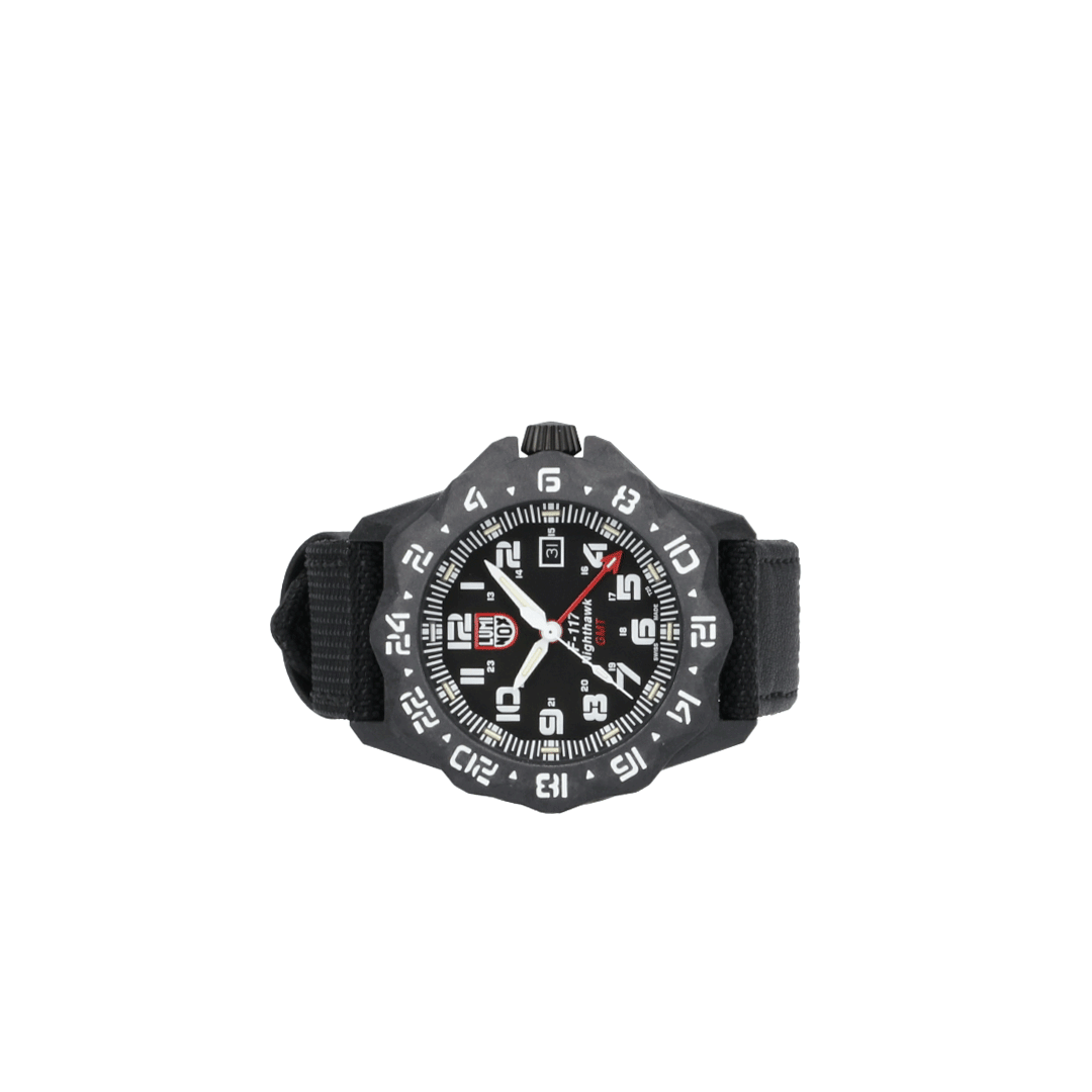 Alternate product view of the Luminox Canada F-117 Nighthawk 6441 Swiss Watch. This series has a bold angular, design evoking the jet itself.