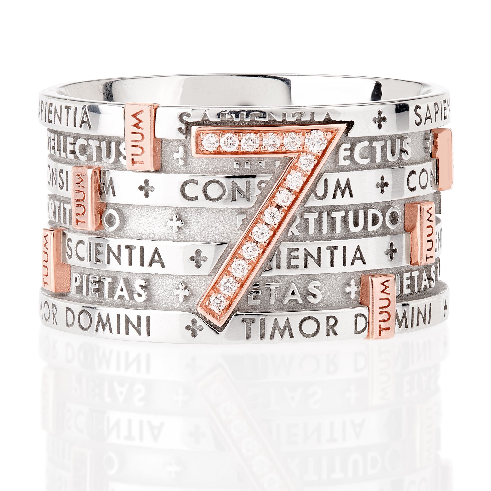 ANELLO 7 X BLANC ET OR ROSE AVEC DIAMANTS