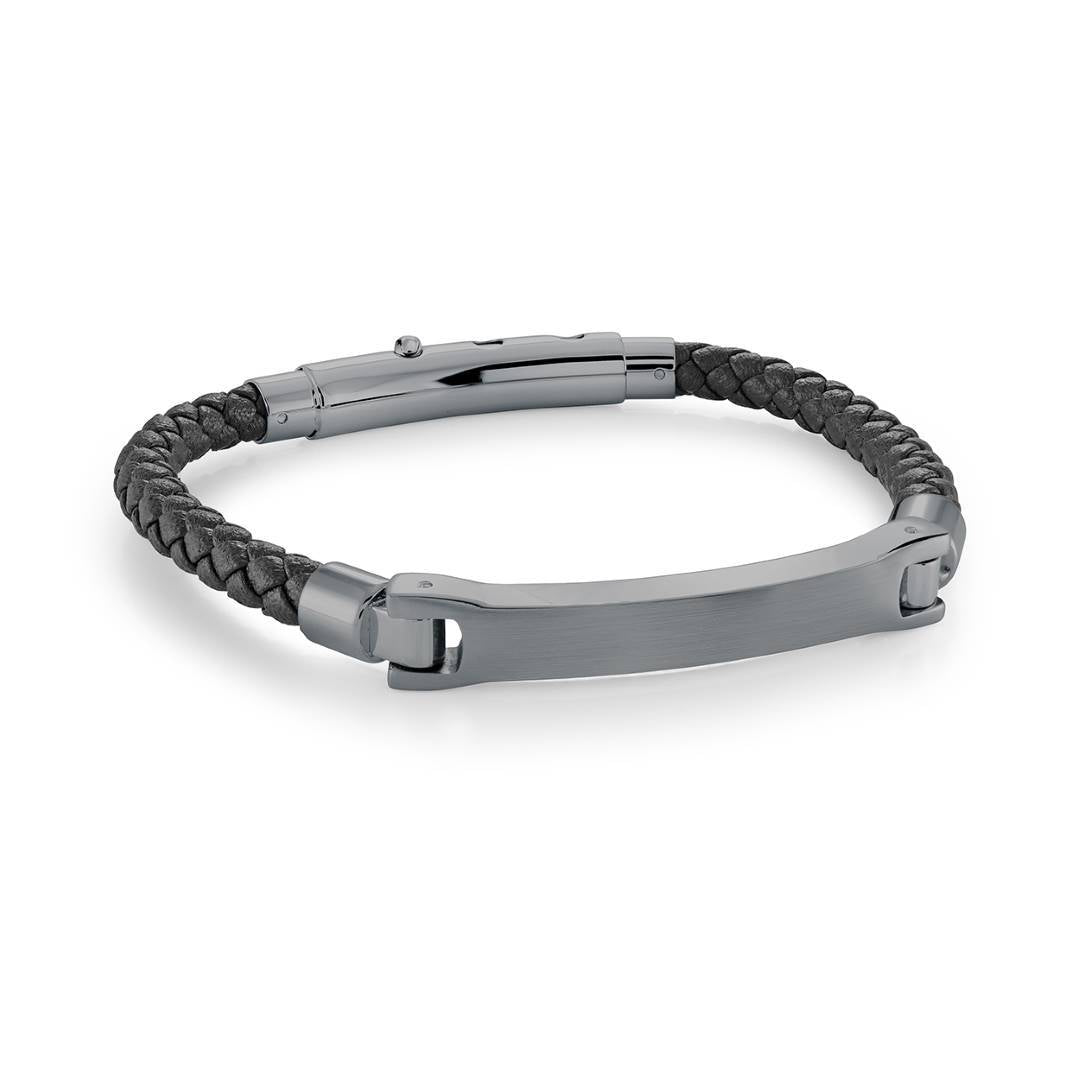 5MM LEATHER ID PLATE BRACELET