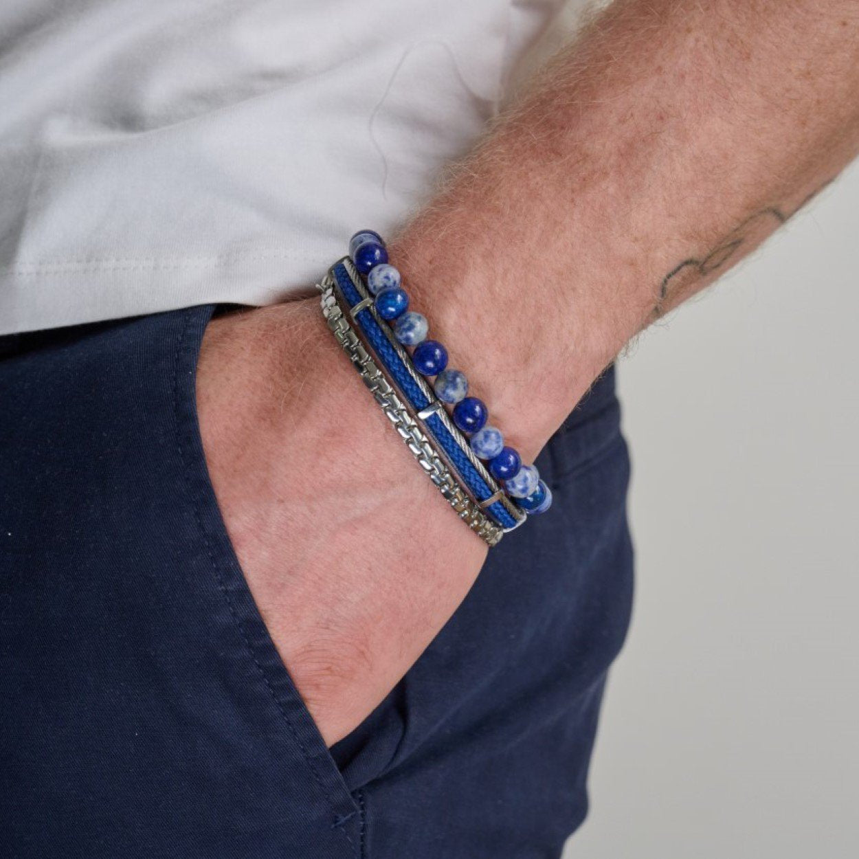 CABLE & LEATHER BRACELET