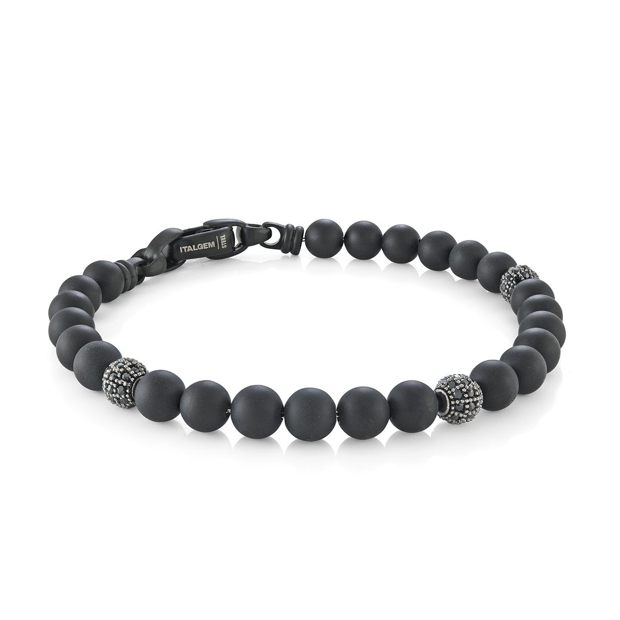 6MM-GEMSTONE & CZ BEAD BRACELET