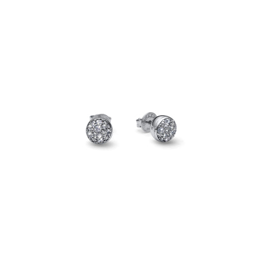 Discover the Unoaerre Silver earrings Gea. Rhodium-plated silver stud earrings with white cubic zirconia pavÃƒÂ©.