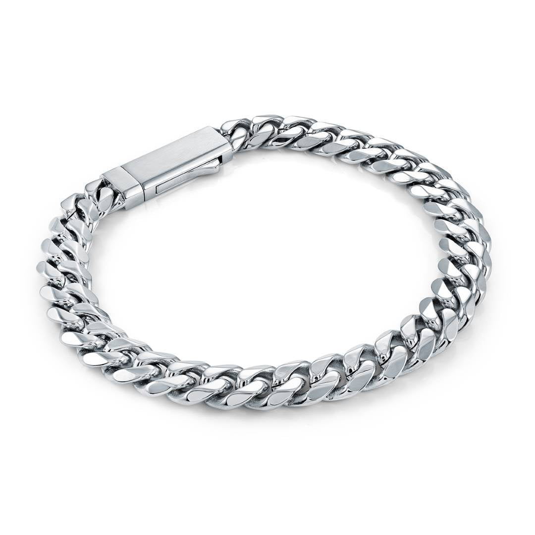 Product display profile of the Italgem 7.7Mm Curb Key-Clasp Bracelet (View Angle 10).