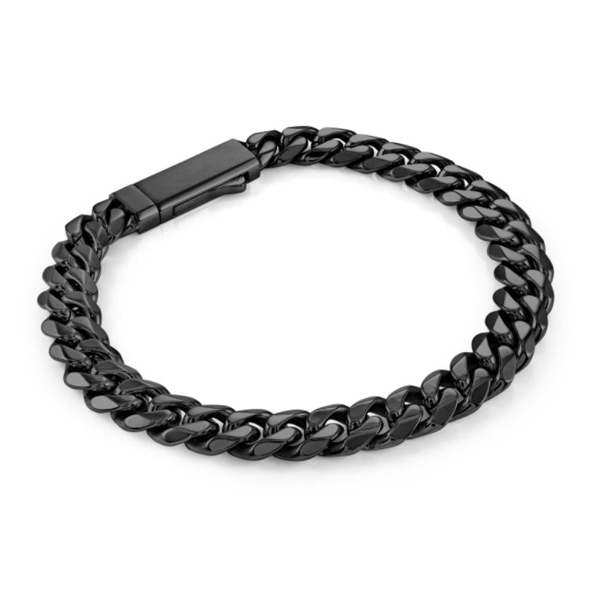 Alternate angle view of the Italgem 7.7Mm Curb Key-Clasp Bracelet displaying the timeless aesthetic and fine lines.