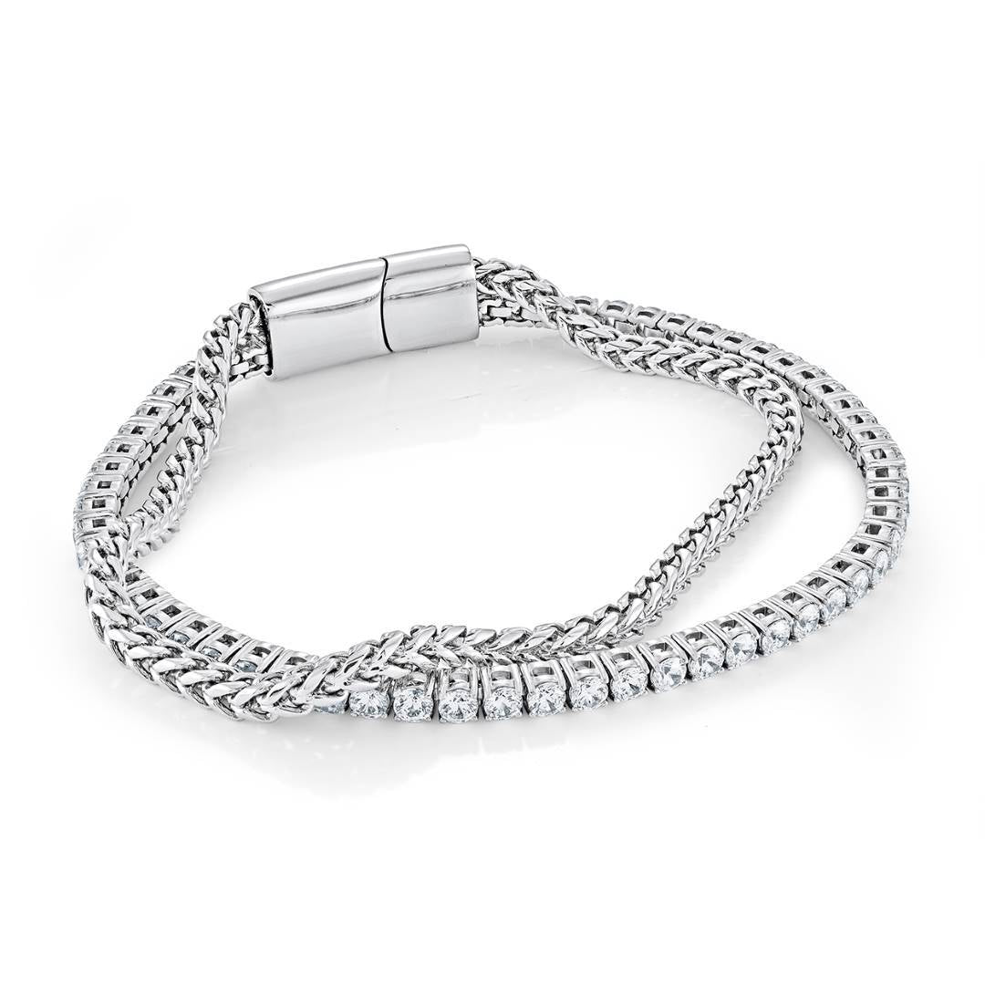 3.5MM-FRANCO & 3MM-CZ TENNIS BRACELET