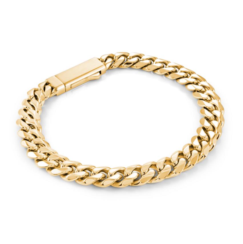 Product display profile of the Italgem 7.7Mm Curb Key-Clasp Bracelet (View Angle 5).