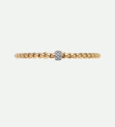 Fope Diamond Pave Flex'it Bracelet Yellow + White Gold