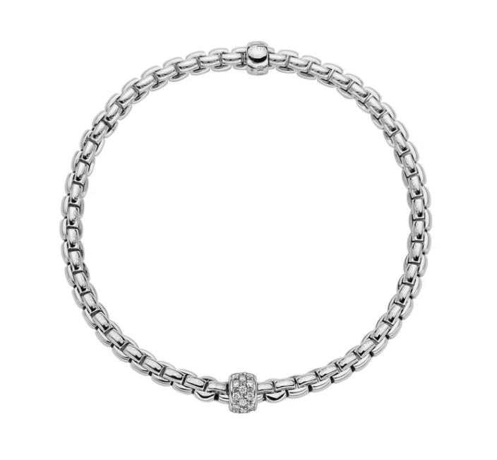 Fope White Gold Diamond Pave Flex`It Bracelet