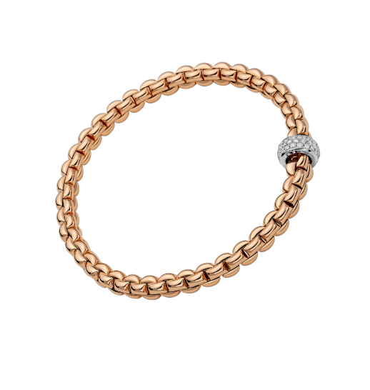 Fope Rose Gold Flex`it Bracelet with Diamond Pave