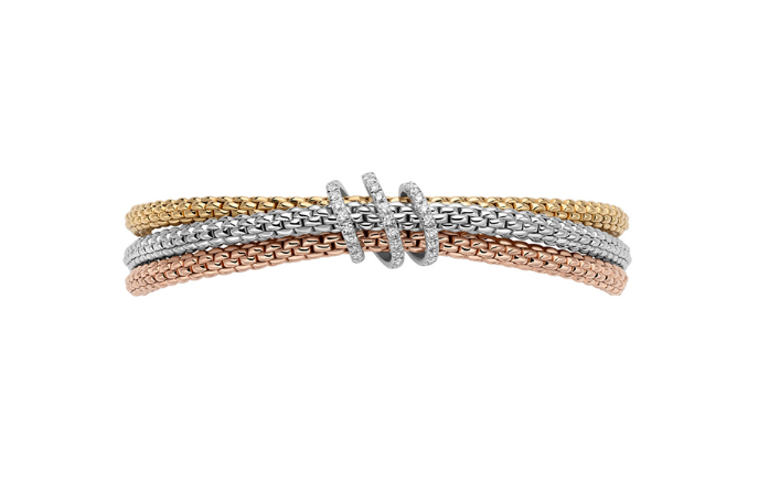 Fope Tricolour Flex`It Bracelet with Diamond Pave