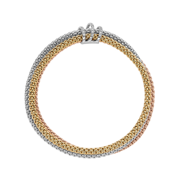 Fope Tricolour Flex`It Bracelet with Diamond Pave