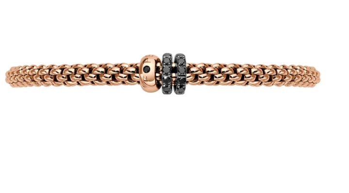 Fope Rose Gold Flex`It with 3 Rondels and Diamond Pave