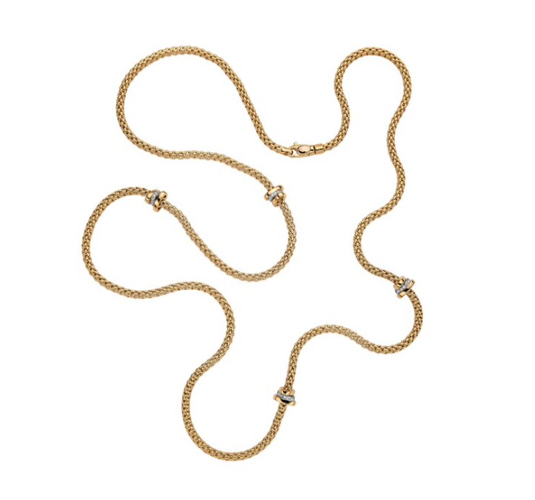 Fope 18KT Yellow Gold Rope Necklace with 0.42CT diamonds