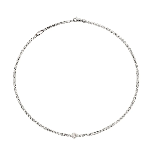 Fope 18KT WhiteGold Necklace with Diamond Pave Pendant