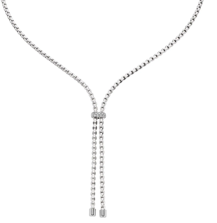 Fope 18KT White Gold Diamond Lariat Necklace