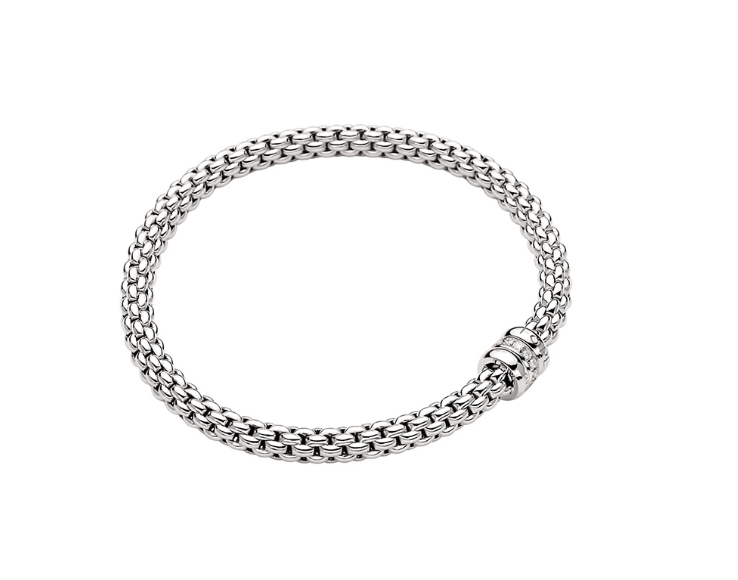 Fope Flex'it Bracelet 18KT White Gold with Diamonds