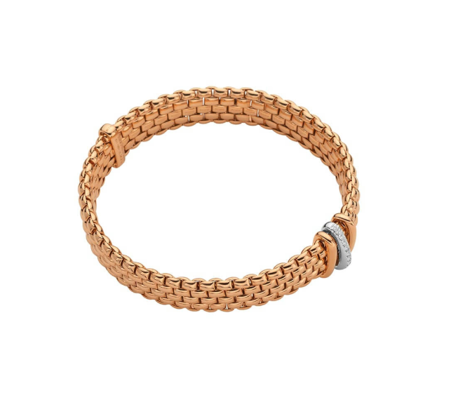 Fope Rose Gold Flex`It Bracelet with Diamonds