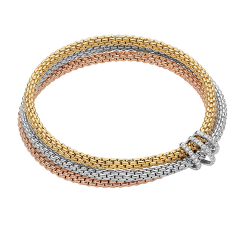 Fope Tricolour Flex`It Bracelet with Diamond Pave