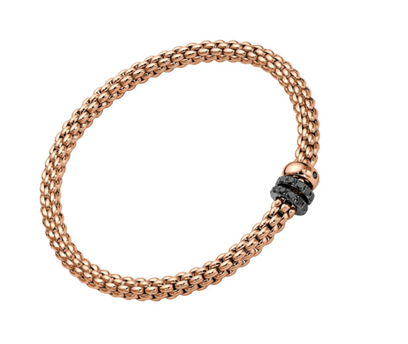 Fope Rose Gold Flex`It with 3 Rondels and Diamond Pave